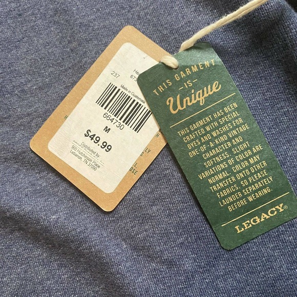 Legacy Casual Apparel West Virginia 1/4 Zip Pullover Mens M Blue Pockets NWT - Picture 6 of 12